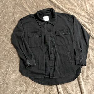 Thread & Supply Light Weight Shacket in Charcoal Grey